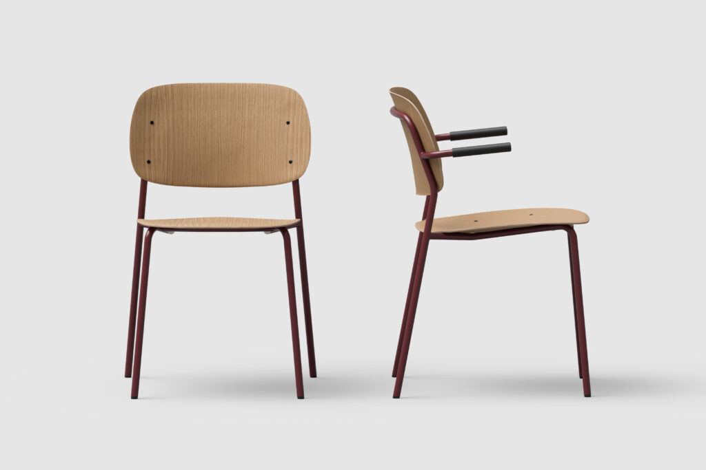Chaise HALE Stack PET Felt ou Bois (avec ou sans accoudoirs) - DE VORM 1 Chaise HALE Stack PET Felt ou Bois (avec ou sans accoudoirs) - DE VORM